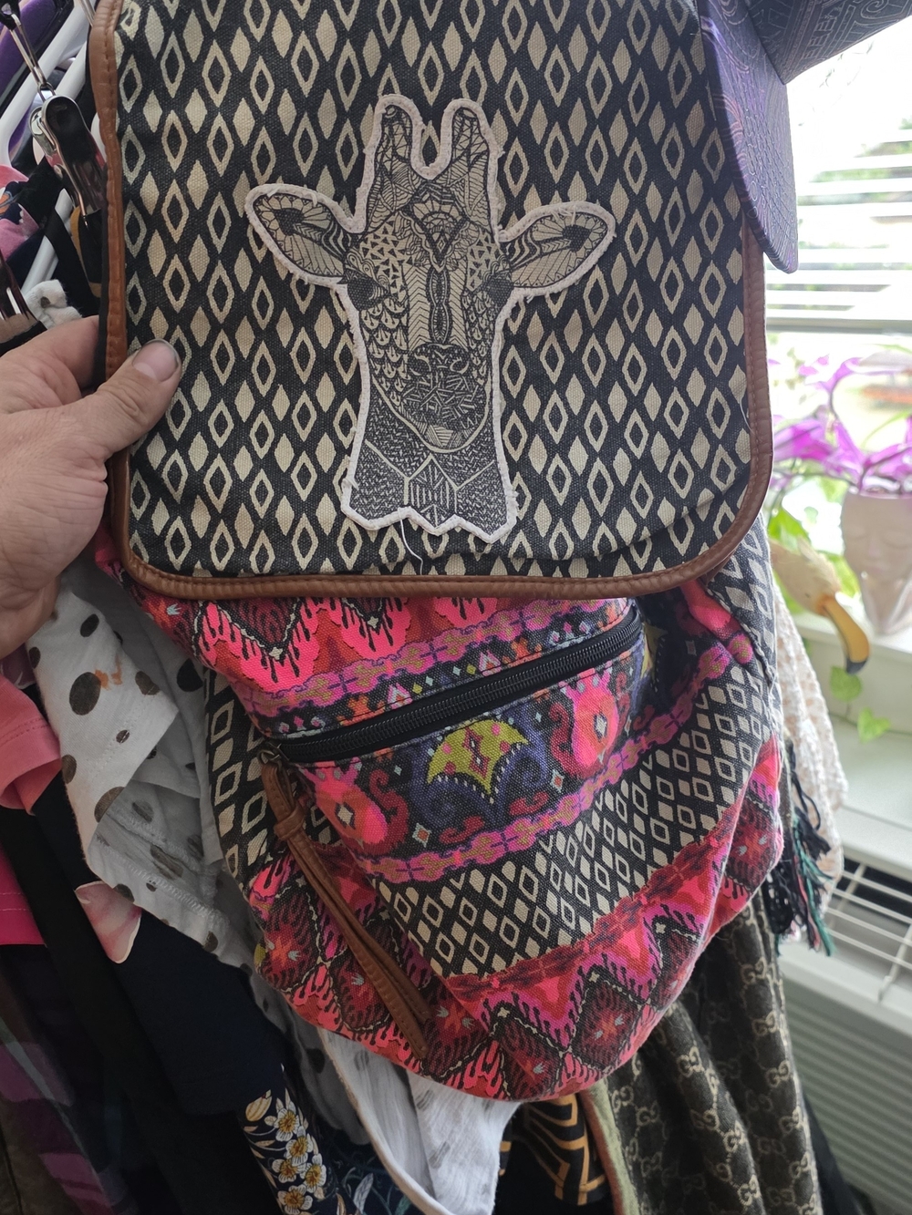 Massimo Black & Hot Pink Giraffe Accent Backpack
